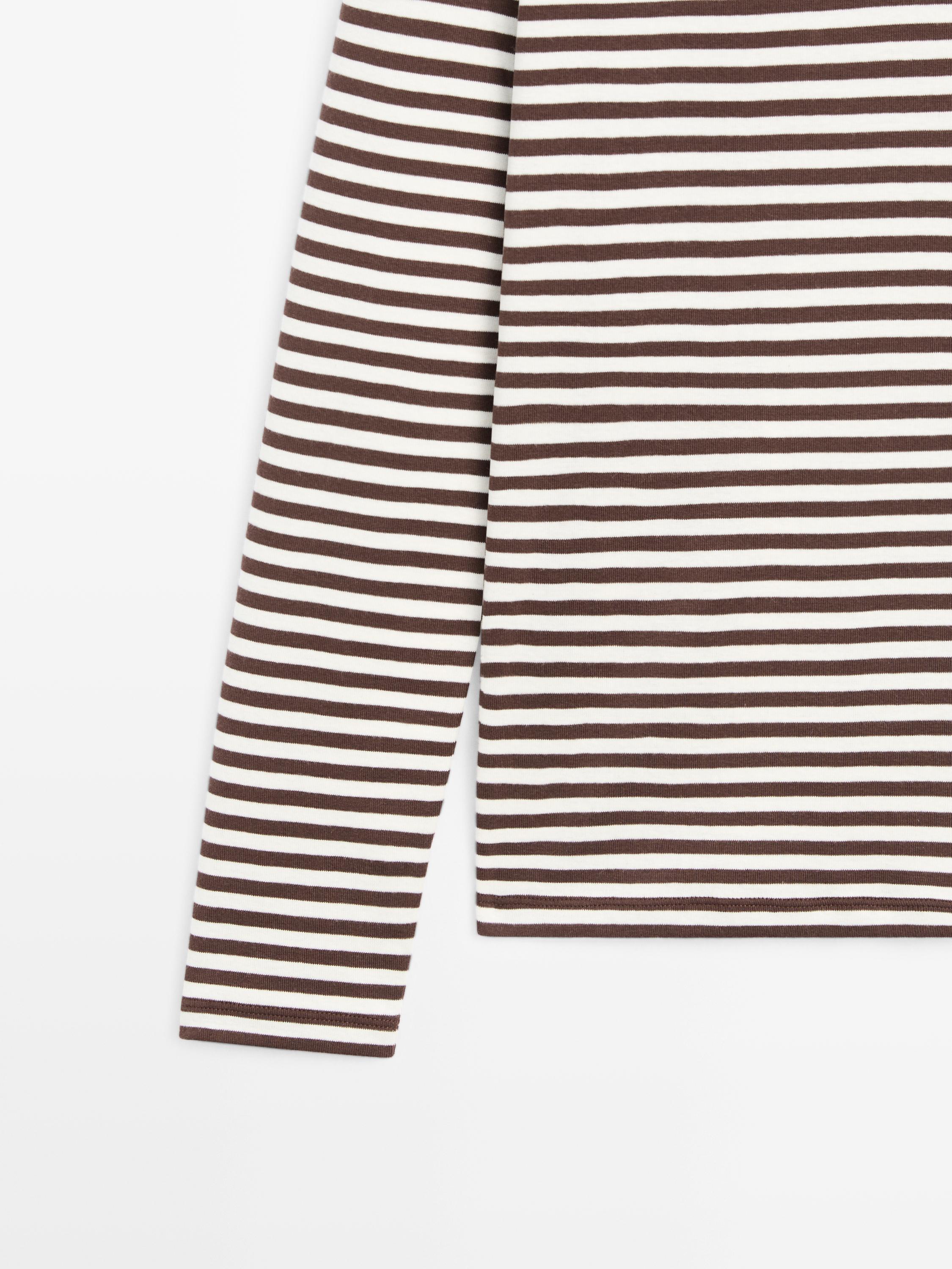 Striped long sleeve T-shirt with contrast detail